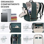LOVEVOOK 40L Large Travel Backpack for Women Men, 17 Inch Carry on Backpack for Traveling on Airplane, Personal Item Travel Bag Airline Approved, Business Causal Weekender Backpack, Green-Black