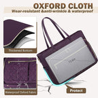 RAINSMORE Teacher Tote Bag 15.6 Inch Laptop Bag for Women Work Bag with Large Cup Holder Nurse Bag Computer Tote Handbag