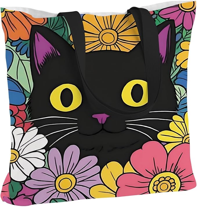 ANNA QUEEN Cat Tote Bag Shoulder Bag Handle Bag for Gym Yoga Picnic Beach Kitchen Reusable