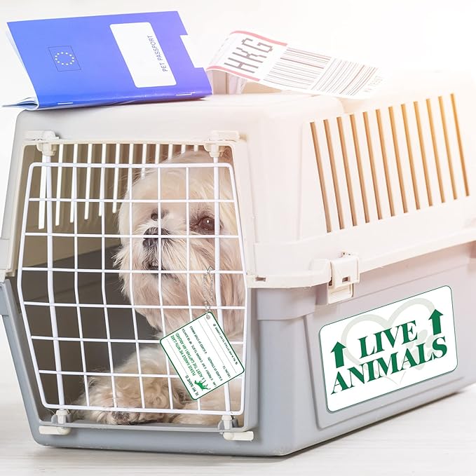 Eaasty 23 Pcs Kennel Travel Kit for Pets Airline Travel Accessories with 4 Live Animal Stickers 2 Pet Bowl 1 Live Pets Label 5 Storage Bag 10 Cable Ties 1 Tag for Airline Cargo Crates Shipping Packing