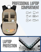 LIGHT FLIGHT Travel Backpack for Women, 15.6 Inch Laptop Backpack with USB Charging Hole, Water Resistant College Bookbag, Large Capacity Black Computer Backpacks for Work, Beige+Black