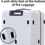 Kaleenie 2 pieces 20/29 Aluminum Frame Carry On and Checked Luggage Set with Side Opening, Lightweight Hardshell ABS+PC Trunk Suitcase with TSA Lock, 360° Universal Wheels & Adjustable Handle, White