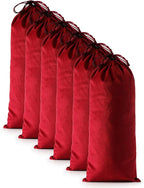 6 Pcs Single Shoe Bags for Travel, 17.3"x8.6" Washable Travel Shoe Bags for Packing in Suitcase, Velvet Dust Bag with Drawstring, Shoe Pouch for Women and Men, Travel and Home Storage (Rio Red)