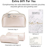 BOYATU Travel Makeup Bag Organizer Cosmetic Bag: 3 Pcs Set Make up Bags for Women with Handle - Waterproof Vegan Leather Toiletry Bags Travel Essentials Pouch with Compartments (C-03-Sliver)