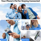 Azmuth Magnetic Power Bank,10000mAh for MagSafe Battery Pack, 22.5W PD Fast Charging,LED Display & Foldable Stand Wireless Portable Charger for iPhone 17/16/15/14/13/12/Pro/Pro Max/Plus,Sea Blue