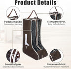 2 Pack Brown Boot Storage Bag, Portable Dust Proof Boot Bags for Cowboy Boots, Shoe Cover Protector Bag for Boots Storage and Organizer Packing, Tall Boot Storage Carry Bag for Travel Daily Use