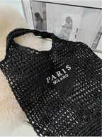 POOOPSSD New Woven Bag, Straw Mesh Tote Bag, Beach, Shoulder Bag, Hobo Women, Foldable Large Capacity, for Holiday.