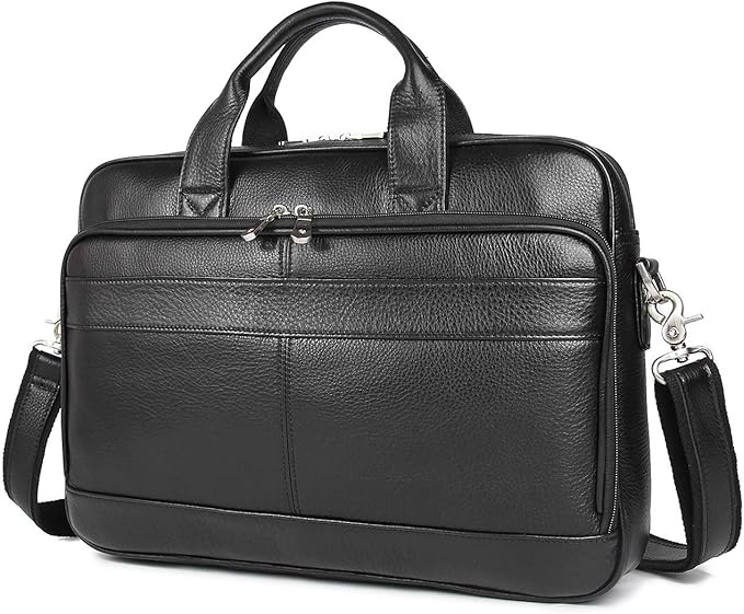 Augus Leather Messenger Bag for Men Vintage Travel Backpack 17 inch laptop Briefcase Shoulder Bags