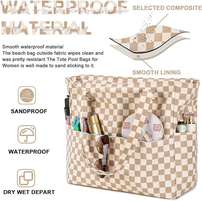 Bluboon Waterproof Beach Tote Pool Bags for Women Ladies Extra Large Carry On Bag With Wet Compartment for Weekender Travel