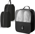 Shoe Bags for Travel Holds 3 Pair of Shoes, Shoe Storage Pouch with 2 Pack Portable Bags, Waterproof & Washable, Black