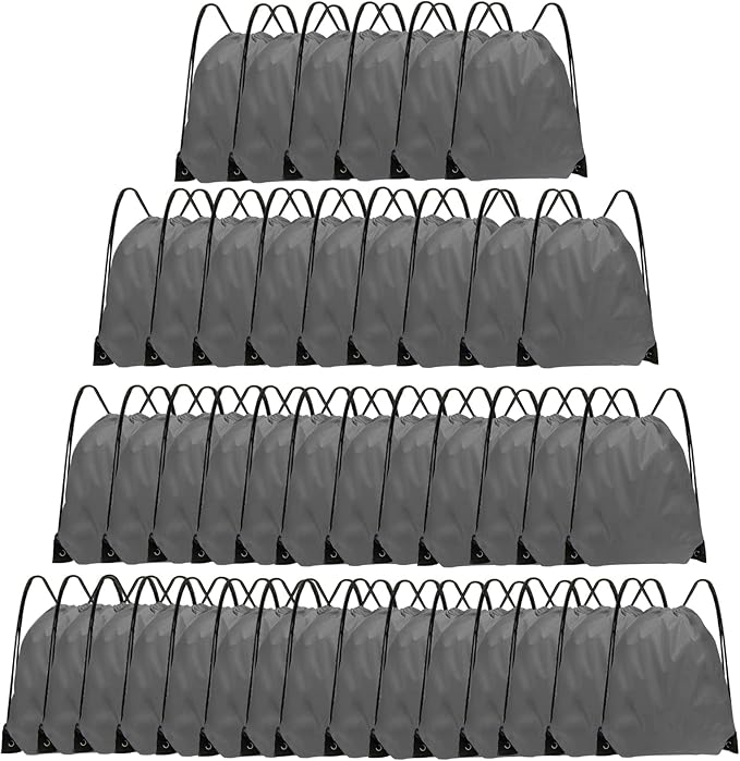 Grneric Drawstring Bags 42 Pcs Drawstring Backpack Bulk String Backpack Cinch Bag Sackpack for Men Women Gym (Gray)