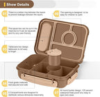 Amathley Bento Box Adult Lunch Box Kids,Lunch Containers for Adults/Kids/Toddler,5 Compartments Bento Lunch Box with Sauce Vontainers,Microwave & Dishwasher & Freezer Safe,BPA-Free (Brown)
