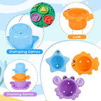 Fajiabao Baby Bath Toys for Kids Ages 1-3 Toddler Bath Toys Mold Free for 2-4 Bathtub Sand Beach Pool Water Toys for 1+ Year Old Girl Gifts 9 PCS (Color Random)