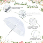 6 Pcs Clear Umbrella Wedding, Durable Transparent Rain Clear Umbrella Bulk with Wedding Thank You Cards for Wedding Bride Groom Photography Outdoor Anniversary Party Favors