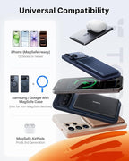 TORRAS MiniMag Power Bank, Ultra Slim 5,000mAh Wireless Portable Charger with USB-C Cable, Fast Charging iPhone Air Magnetic Battery Pack, Compatible for iPhone 17/16/15/14/13/12, Glacier Gray