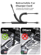 Quickeep Car Carplay Cable 2Pack 3ft Coiled USB A to USB C Fast Charge Cord for iPhone 17/16/15/Plus/Pro Max/MacBook Pro, Auto Coiled Retractable iPhone Car Cord