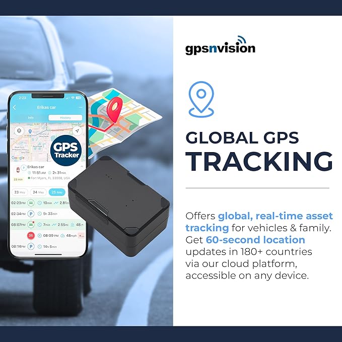 Magnetic Tiny GPS Tracker for Vehicles - 1 Month Rechargeable Battery, Small Hidden Real-Time Tracking Device - Waterproof GPS for Cars, Trucks & Assets - Subscription Required