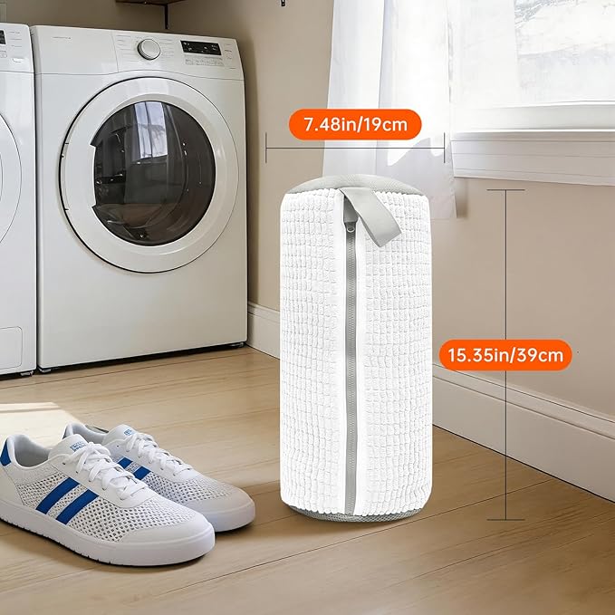 1PCS Shoes Washing Machine Bags, Laundry Shoe Bag for Washer and Dryer, Reusable and Durable Zipper Sneaker Shoe Washing Bag, Tennis Shoes Cleaning Bag for All Shoe Types (Pure white)