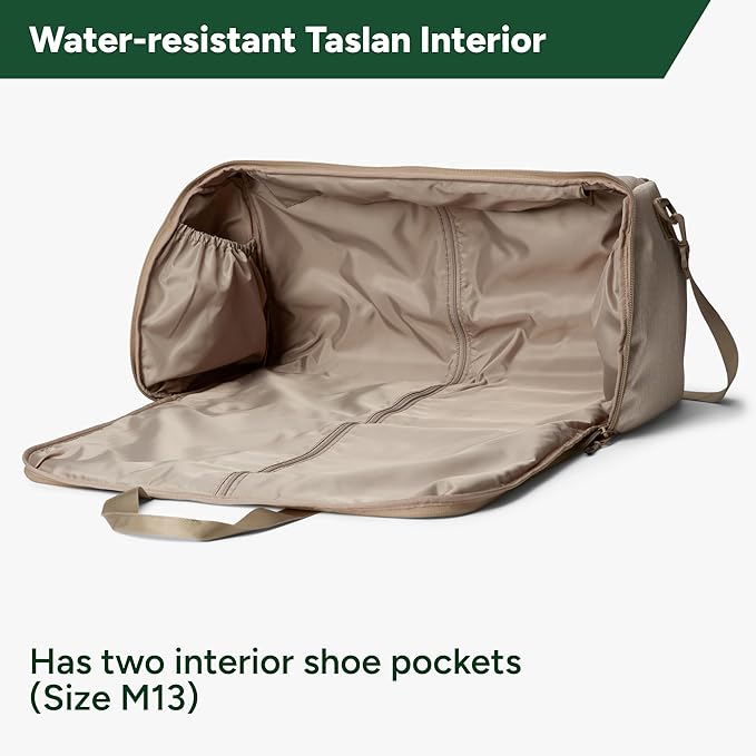 Halfday Convertible 2-in-1 Garment Duffel Weekender Bag 45L: Wrinkle-Free Travel (Hanging Suit Compartment, Shoe Pockets, Trolley Sleeve), Durable & Water-Resistant Carry-on, Stone