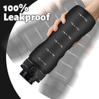 OLDLEY 25 oz Water Bottle, Motivational Water Bottle with Time Marker, Sports Water Bottle With Strap, Leakproof & BPA Free Large Water Bottles for School, Gym, Travel, Outdoor, Tritan,Black