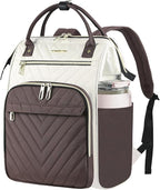 VANKEAN 17 Inch Laptop Backpack for Women Fashion Computer Work Bag, Large Capacity Waterproof Backpack, College Daypack Business Travel, Beige-Coffee