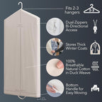 Luxury Cotton Garment Storage Bag, 24x50 Inch, Breathable Washable Reusable, for Hanging Clothes Short Dresses Jackets Suits, Fits 3 Hangers, Zipper Window (1, 24x50x3)