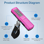 Battery-Free Digital Luggage Scale, 110lbs/50kg Portable Handheld Hanging Scale for Luggages, Suitcases, Backpacks & Bags, Easy Weighing for Travel, No Need Batteries (Pink)