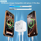 USB C Charger Block, 35W Dual USB-C Port Compact Power Adapter for Phone 17/16/15/14/13/15 Pro/Pro Max/Plus/XS/XR/X,Galaxy, Pixel,i Pad, AirPods, MacBook Air and More