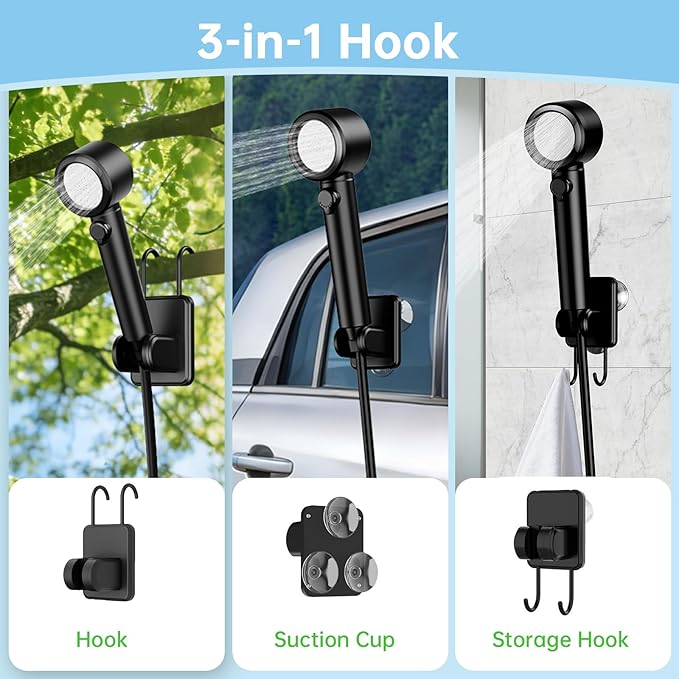 8000mAh Portable Camping Shower, Upgrade Rechargeable Electric Shower Pump with 5 Gallon Bucket, Intelligent LED Display,Portable Shower for Outdoor