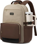 LOVEVOOK Laptop Backpack for Women with Pouch Pocket for Large Capacity Cup,17 Inch Teacher Nurse College Work Backpack Purse,Waterproof Laptop Bag Computer Back Pack for Travel, Khaki-Coffee-Black