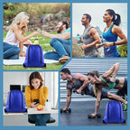 PLULON 15 Pcs Blue Drawstring Bags Drawstring Backpack Bulk, String Backpack Cinch Sack Sport Gym Backpack Bags for Yoga Traveling Outdoor Sports
