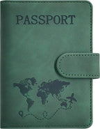 Passport Holder, Passport Cover with Credit Card Slot and Boarding Pass Slot Combo, Passport Wallet Case Book Travel Must Have, RFID Blocking Leather Travel Accessories, Green