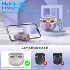 for Bose Ultra Open Earbuds Case with Secure Lock & Phone Stand, Soft TPU Shockproof Protective Clear Case for Bose Open Ear Earbuds Accessories with Cleaning Pen & Keychain (Clear Purple)