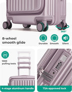 BAGSMART Top Opening Carry On Luggage 22x14x9 Airline Approved with TSA Lock, Expandable 20 Inch Deep Compartment Hard Shell Suitcases with Double Spinner Wheels, Purple