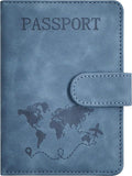 Passport Holder, Passport Cover with Credit Card Slot and Boarding Pass Slot Combo, Passport Wallet Case Book Travel Must Have, RFID Blocking Leather Travel Accessories, Navy Blue