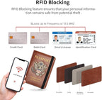 Passport Holder Cover and Card Case Slot Combo RFID Blocking Leather Travel Passport Wallet for Men and Women US Passport Protector Document Organizer,Brown