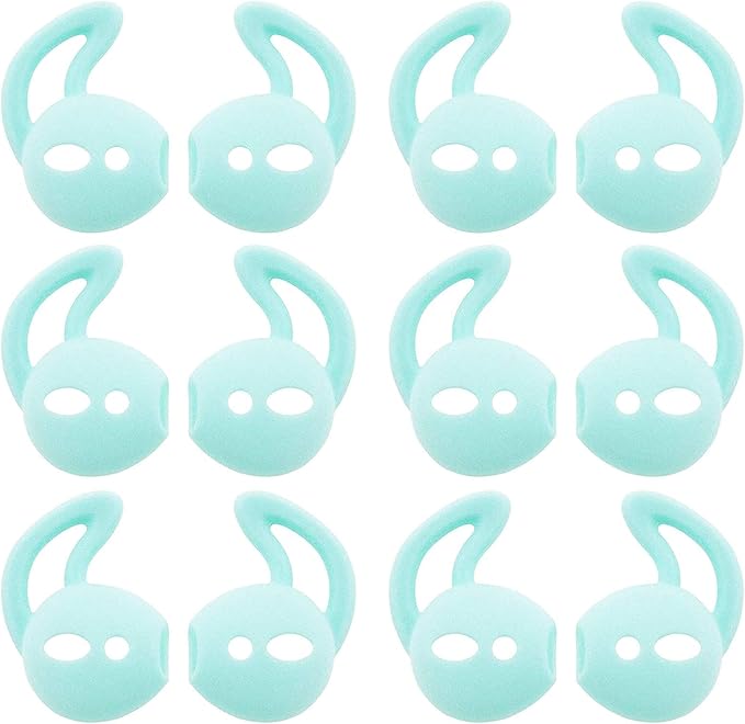JNSA 6 Pairs Silicone Ear Tips Compatible with Air Pods 1&2,Silicone Soft Anti-Slip Sport Earbud Tips, Anti-Drop Ear Hook Gel Headphones Earphones Accessories Tips (Green 6 Pairs)