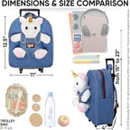 Toddler Luggage for Girls w Unicorn Toys, Kids Rolling Backpack for Girls, Toddler Suitcase, Gifts for 3 4 5 6 Year Old