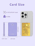 miisso 6000mah Ultra Slim Built in Cables Power Bank, Card Size Built in USB C Cords Battery Pack Portable Charger for Phones, 3 Output External Battery Pack Compatible with iPhone, Purple
