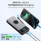 FOCHEW Portable Charger for iPhone with Built-in Cables and AC Wall Plug,26800mah Fast Charging USB C Power Bank,25W PD Travel Essential Battery Pack for iPhone 17/16/15/14/13/12,Galaxy,Apple Watch