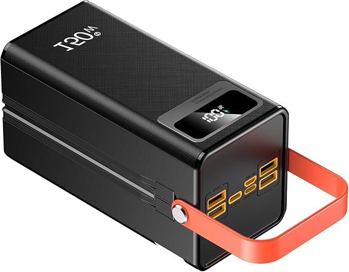 100000mah Power Bank, Fast Charging Portable Charger, with LED Light, with Built-in Cables, 4 Outputs & 3 Inputs, Rechargeable Portable Power Supply for Cell Phones, Random Color