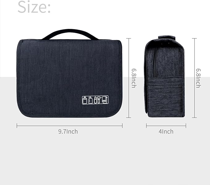 Lcsmaokin Large Capacity Toiletry Bag Travel Bag with Hanging Hook for Men and Women Waterproof Travel Cosmetic Bag Bathroom Storage Bag for Brushes Set,Full-Sized Shampoo,Toiletries,Accessories-Black