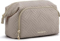 BAGSMART Travel Makeup Bag, Cosmetic Bag Small Make Up Organizer Case,Wide-open Pouch for Women Purse for Toiletries Accessories Brushes,Large Tranquil Gray