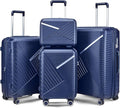 Hard Shell Luggage Sets 4 Piece with 360 Spinner Wheels,Lightweight Suitcase Set with TSA Lock,Travel Luggage Set with Telescoping Handle,Light and Strong,Easy to Clean (Navy Blue 2)