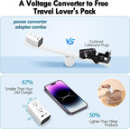 Mapambo Upgraded 2000W 220V to 110V Voltage Converters US to Europe Power Converter for Europe Combo with 1 USB A and 1 USB C International Travel Adapter for Hair Dryer