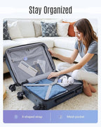 LIGHT FLIGHT Luggage Sets, 3 Piece Durable Suitcase Set with Spinner Wheels, 3 Pcs Hardside Lightweight luggage with TSA Lock, Large Checked Travel Suitcases, 20/24/28 Inch, Gray