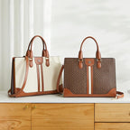 BOSTANTEN Leather Laptop Briefcase for Women Shoulder Bag 15.6 Inch Business Computer Work Tote