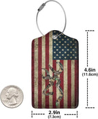 GACCAP 2 Pack Luggage Tags for Suitcase, Privacy Cover ID Label with Stainless Steel and Address Card for Travel Bag Backpack Cruise Ship Essentials Tag Women Men - Camo Deer American Flag