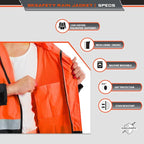SKSAFETY Hi Vis Safety Rain Jacket for Men, Construction Work Rain Gear Heavy Duty Class 3 Rain Coat Waterproof Lightweight