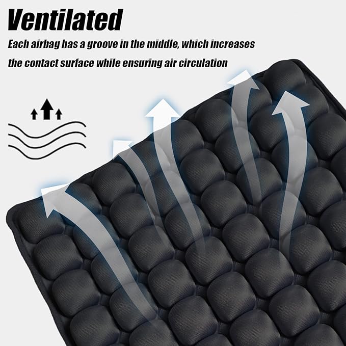 Inflatable Seat Cushion for Air Travel,16x16 Inch 3D Air Cell Pillow for Long Flights, Office, Car & Wheelchair, Portable Ergonomic Support